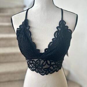 NWT Abercrombie Black Lace Bralette Romantic Whimsygoth Coquette Fairy